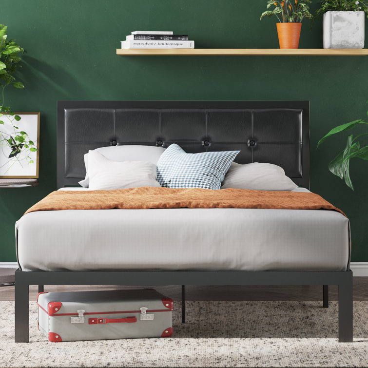 Bed frame store leather headboard